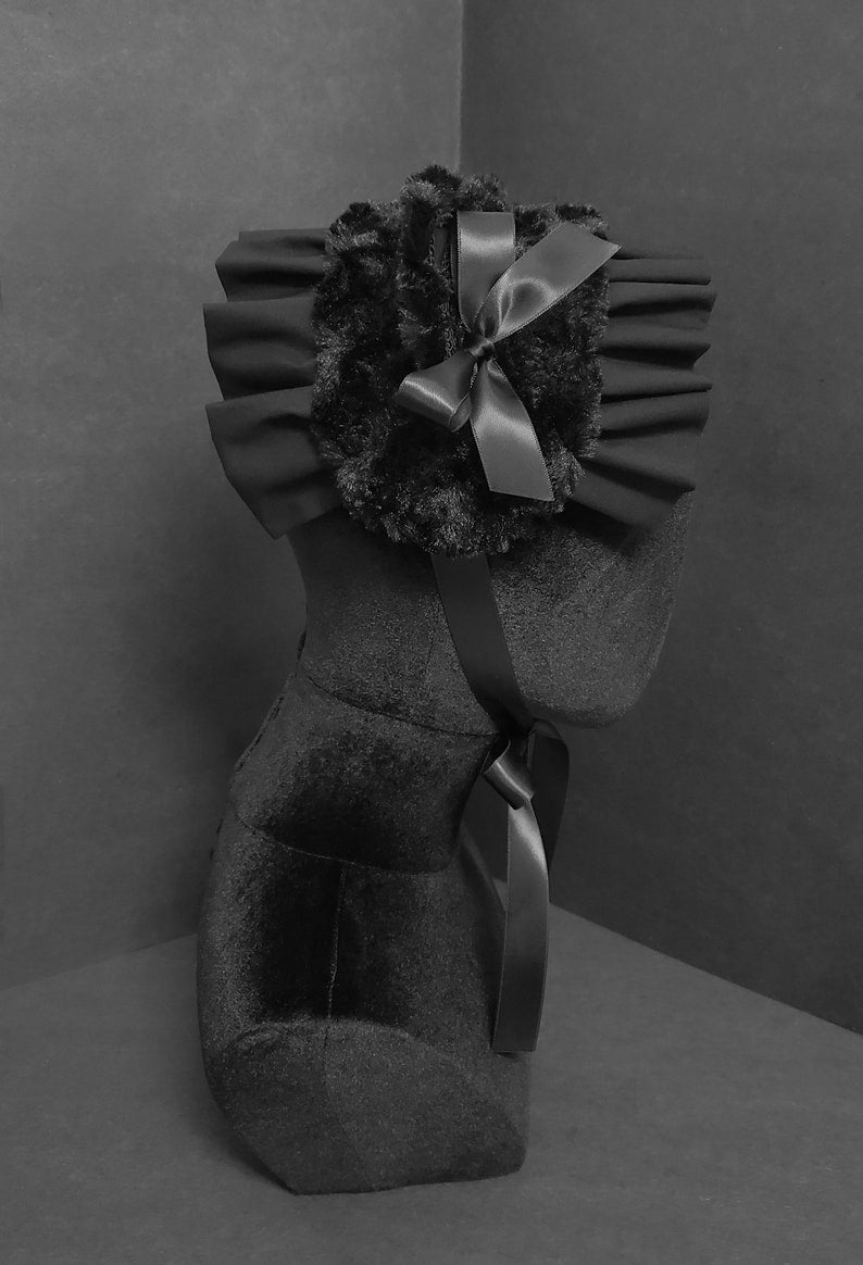 Black Cat Swirl Fur and Ruffles Headdress ~ Made to Order