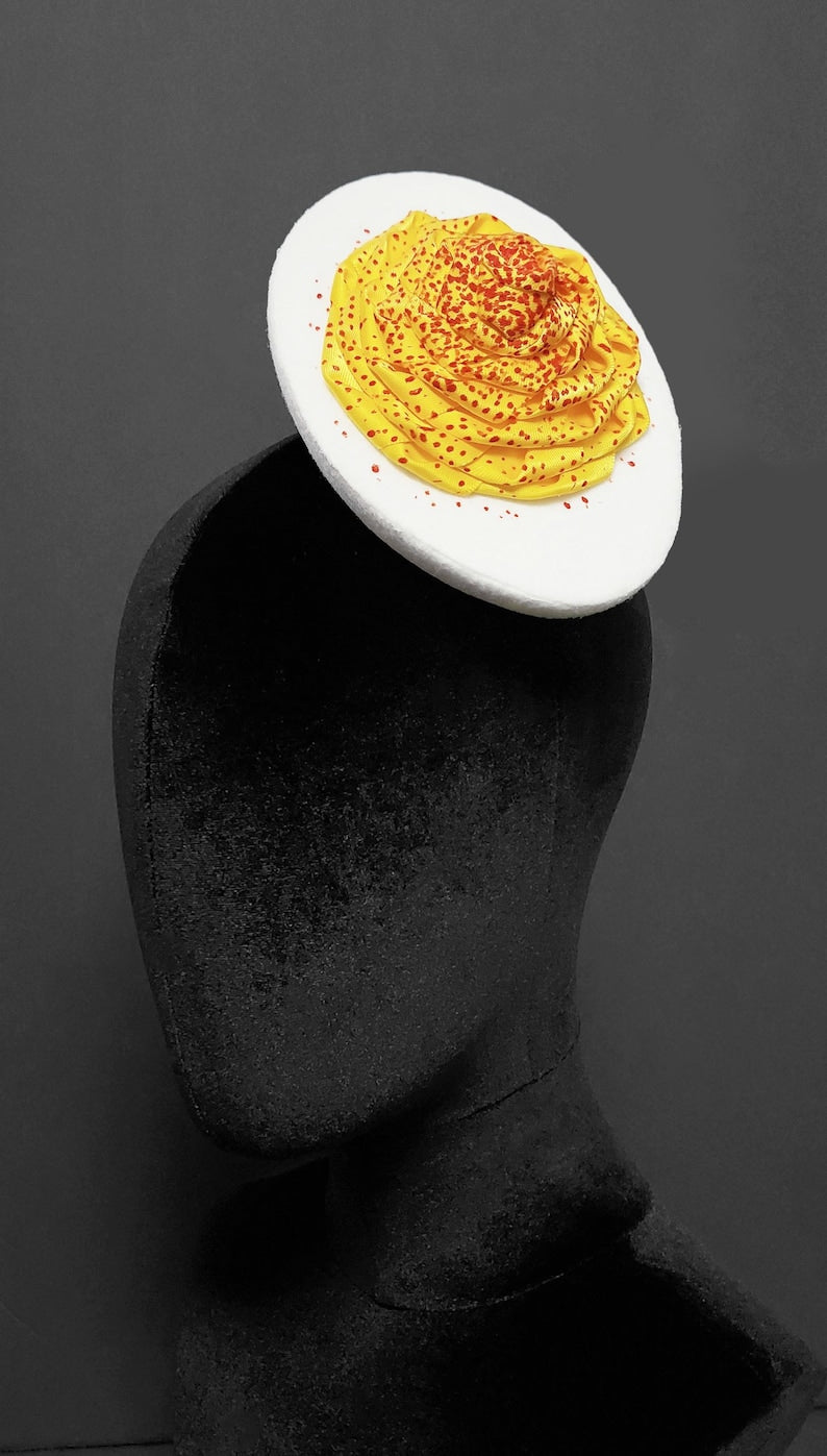 Giant Deviled Egg Fascinator Hat or Desk Decor ~ Made to Order