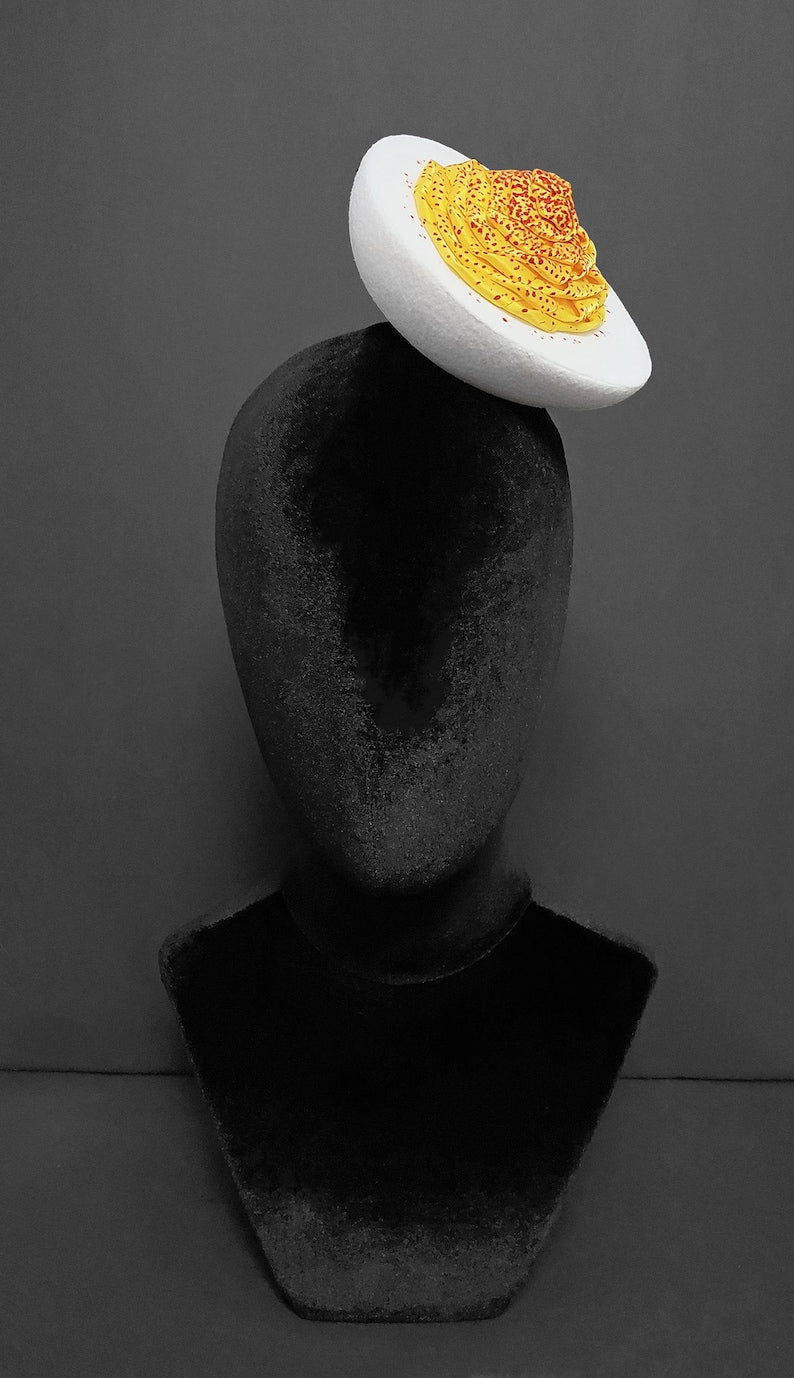 Giant Deviled Egg Fascinator Hat or Desk Decor ~ Made to Order