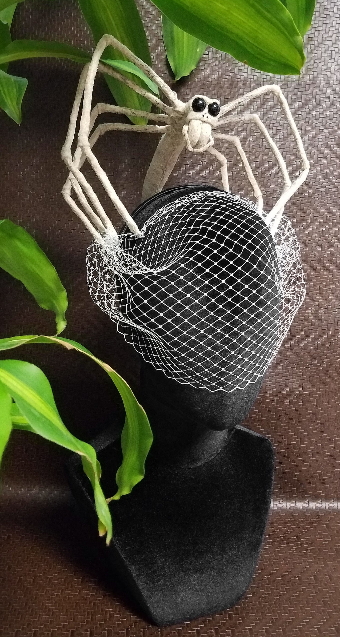 Caught ~ Ogre-Faced Net-casting Spider Veiled Headband Fascinator or Desk Decor ~ Made to Order