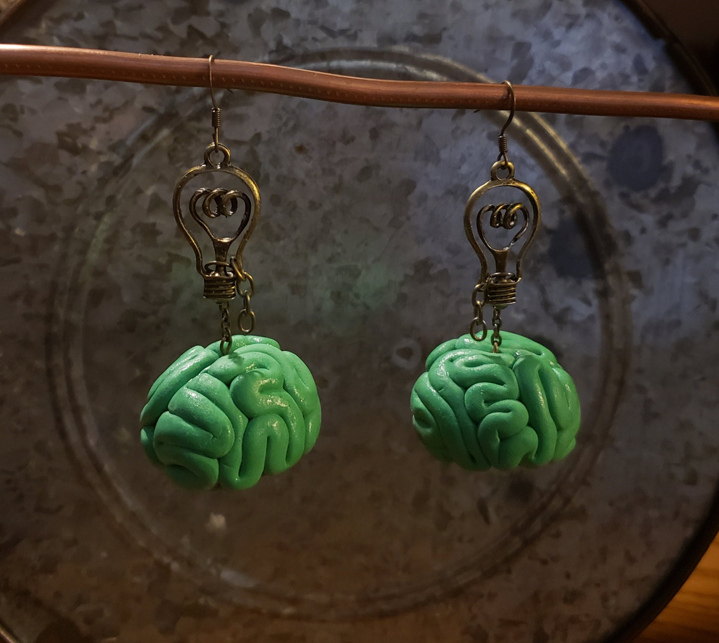 Bright Idea Zombie Bronze or Antique Silver Lightbulb Earrings ~ Made to Order