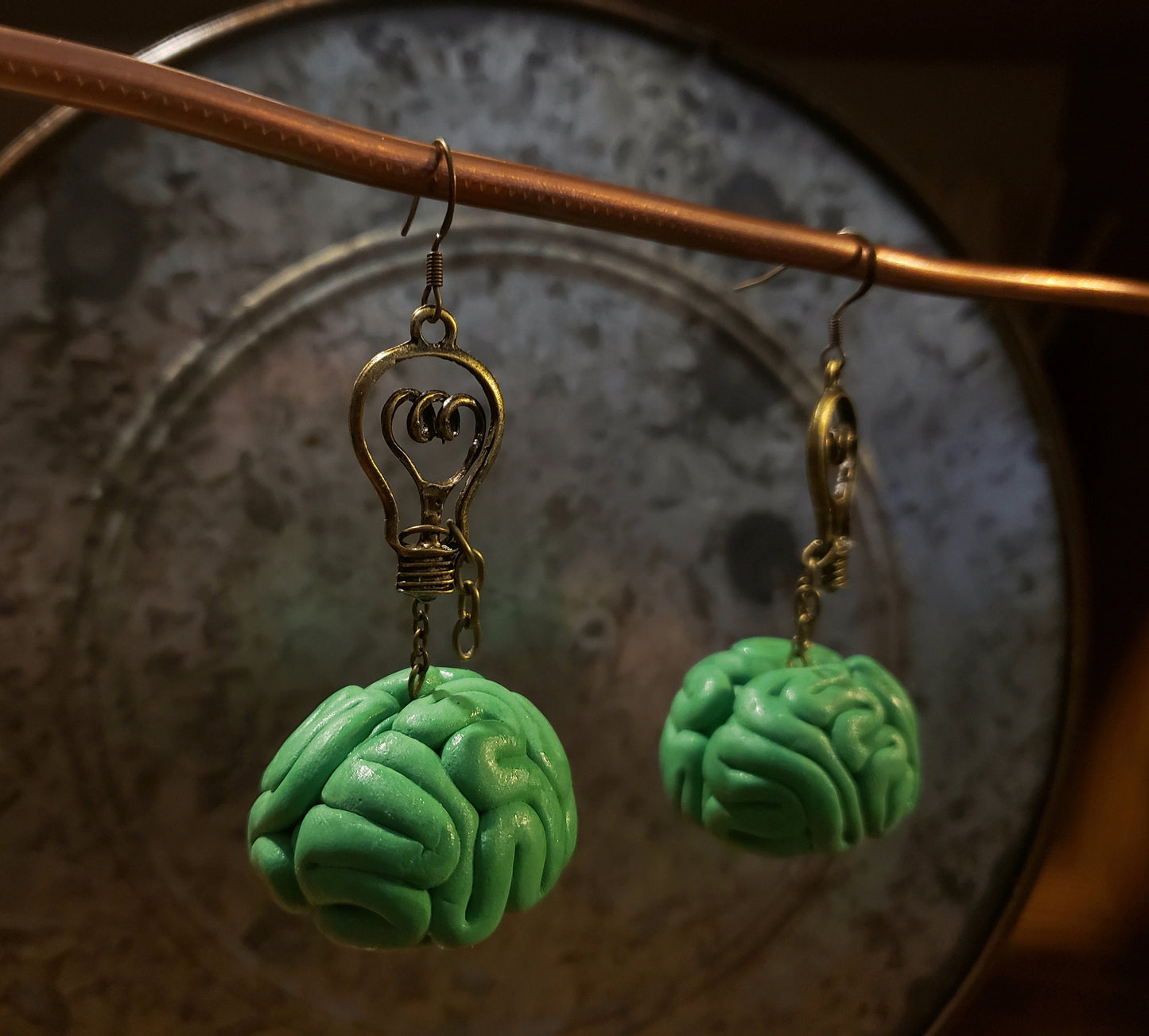 Bright Idea Zombie Bronze or Antique Silver Lightbulb Earrings ~ Made to Order