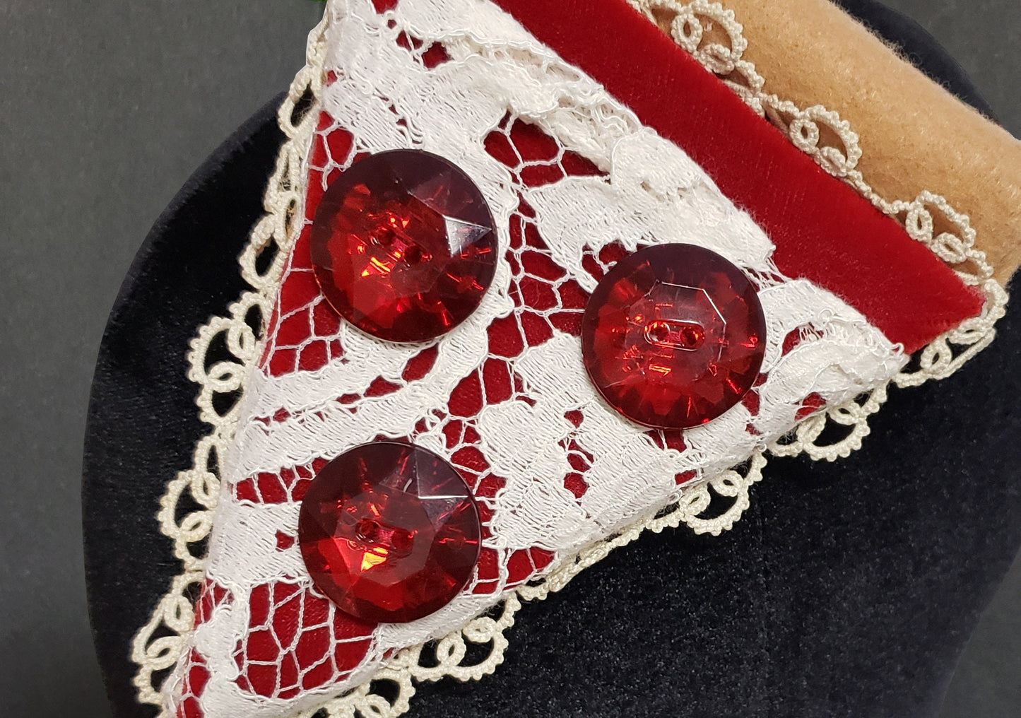 Elegant Velvet and Lace Pizza Fascinator or Desk Decor ~ 9 Toppings Available ~ Made to Order