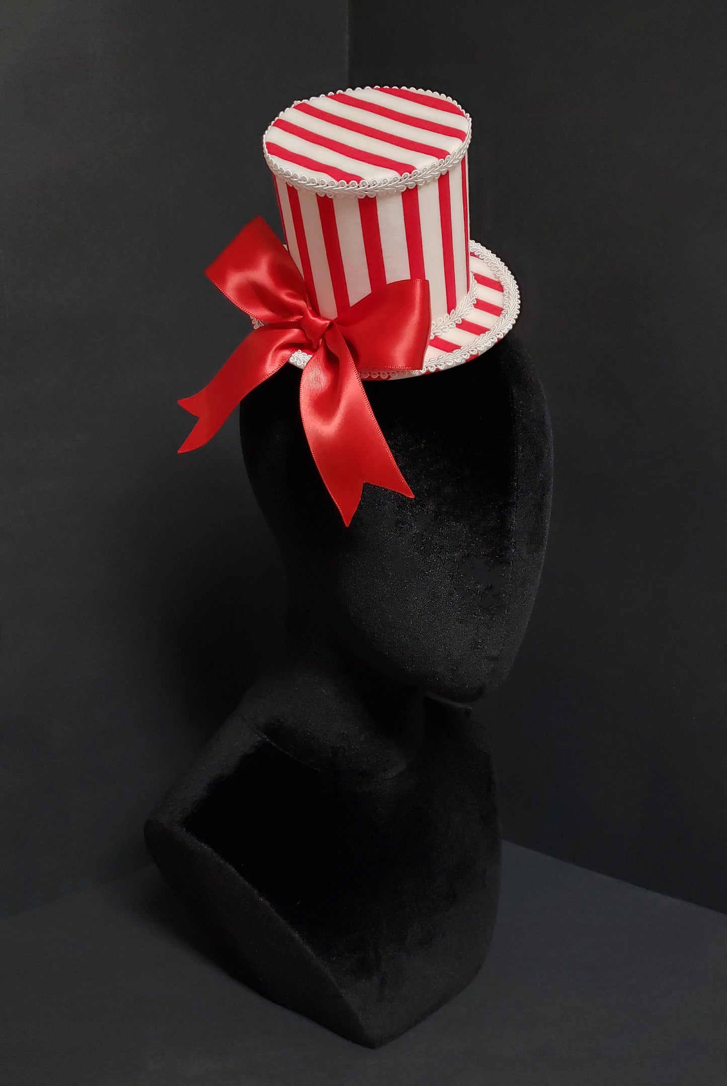 Red and White Striped Boardwalk Carnival and County Fair Mini Top Hat ~ Made to Order