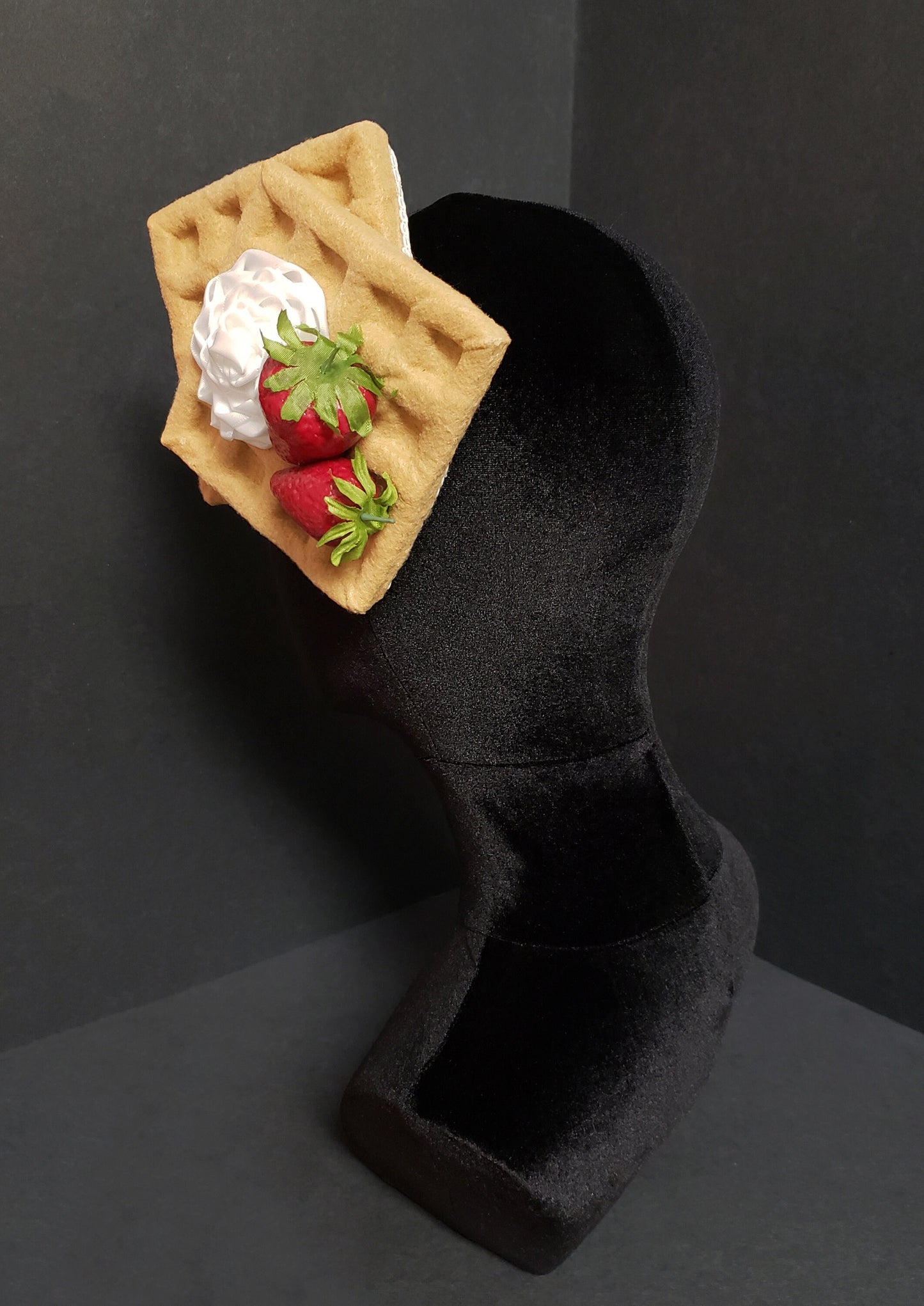 Breakfast Tea Strawberry Waffles and Whipped Cream Fascinator or Desk Decor ~ Made to Order