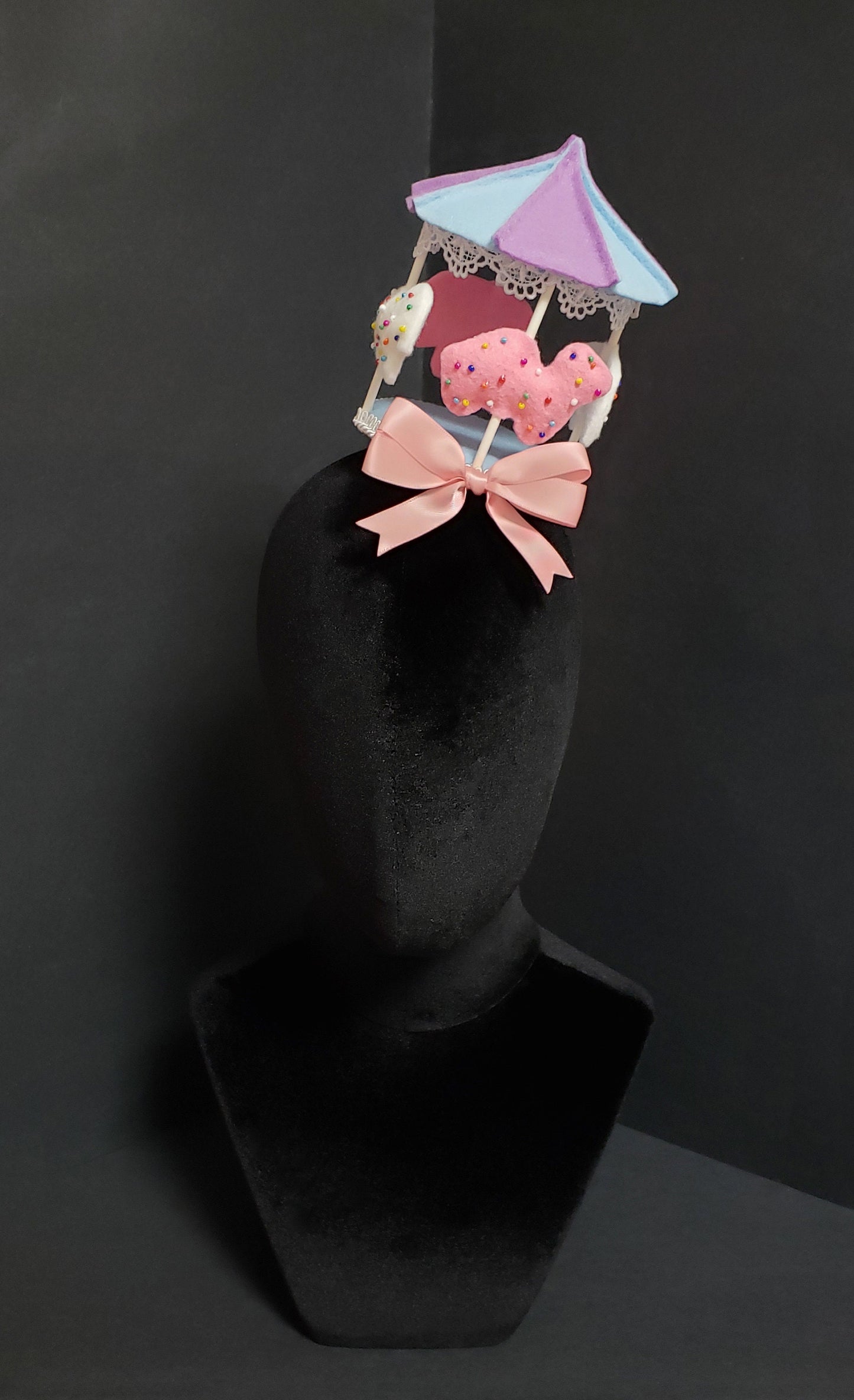 Sweet Frosted Circus Animal Cookie Carousel Hat or Desk Decor ~ Made to Order