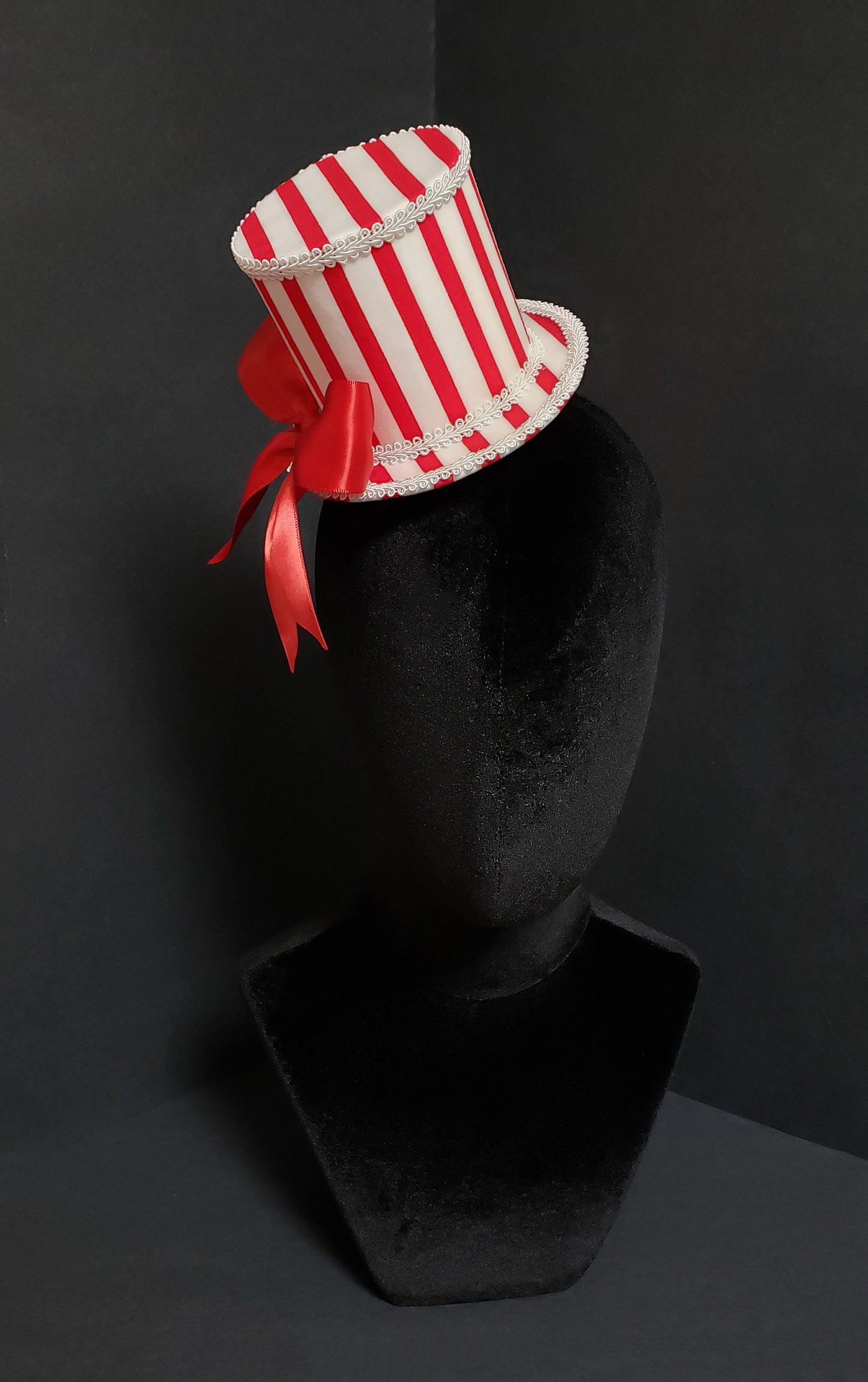 Red and White Striped Boardwalk Carnival and County Fair Mini Top Hat ~ Made to Order