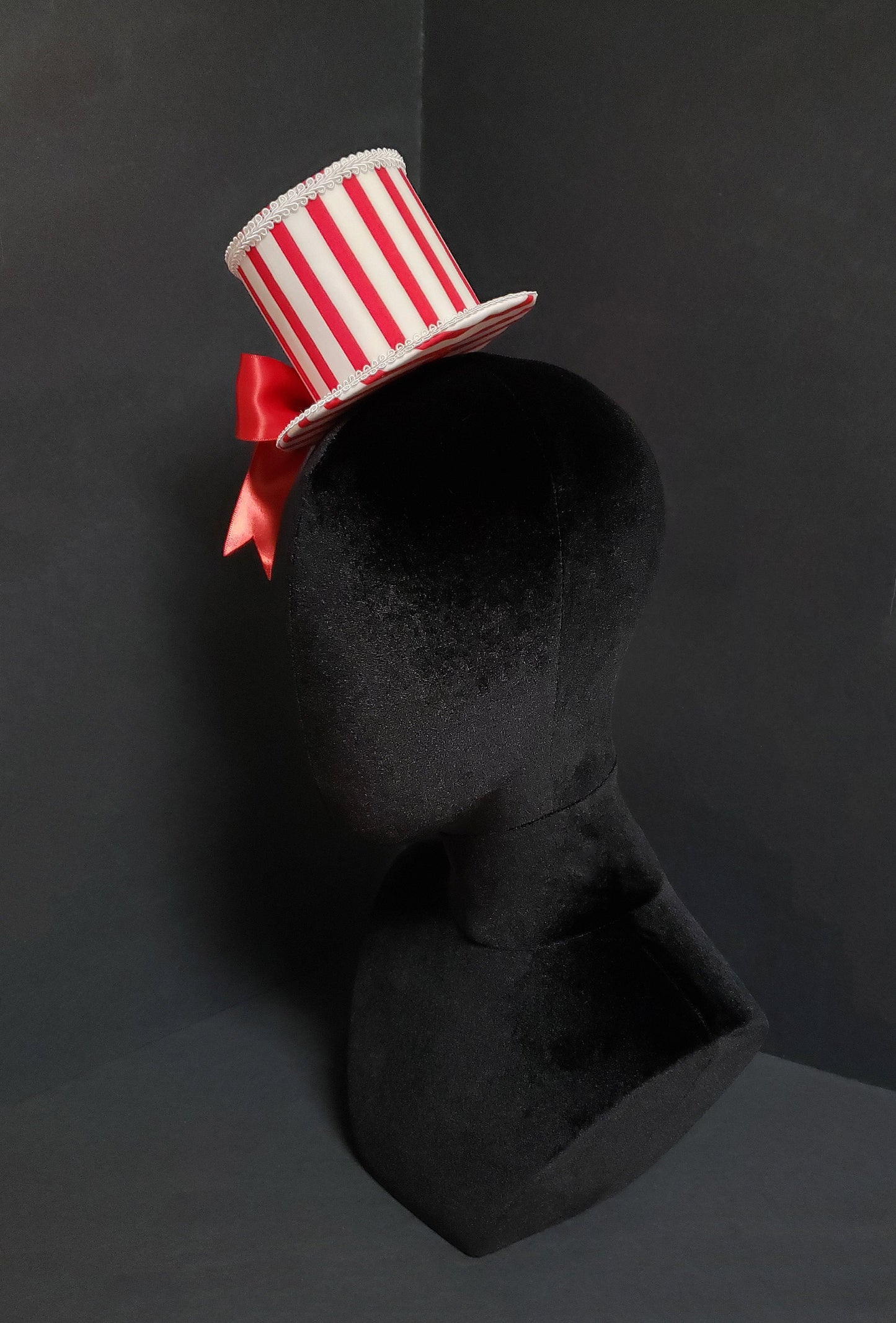 Red and White Striped Boardwalk Carnival and County Fair Mini Top Hat ~ Made to Order