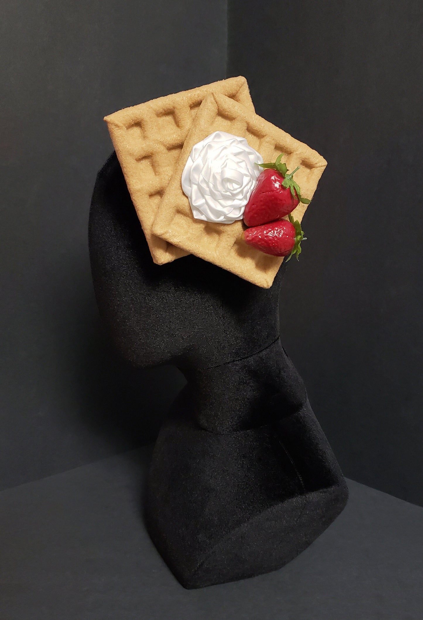 Breakfast Tea Strawberry Waffles and Whipped Cream Fascinator or Desk Decor ~ Made to Order