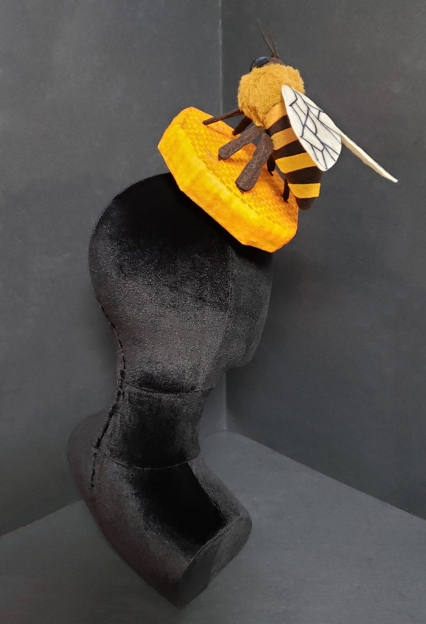 Giant Honey Bee and Honeycomb Hat Fascinator or Desk Decor ~ Made to Order