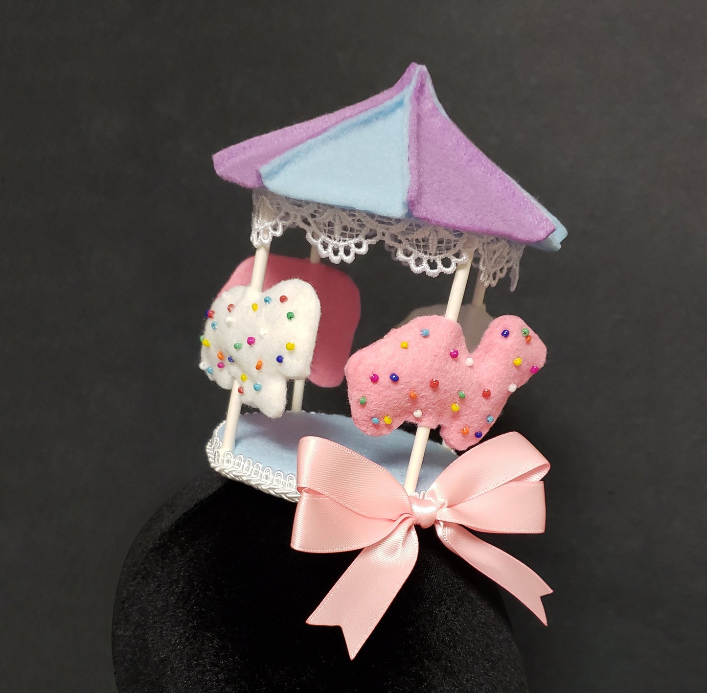Sweet Frosted Circus Animal Cookie Carousel Hat or Desk Decor ~ Made to Order