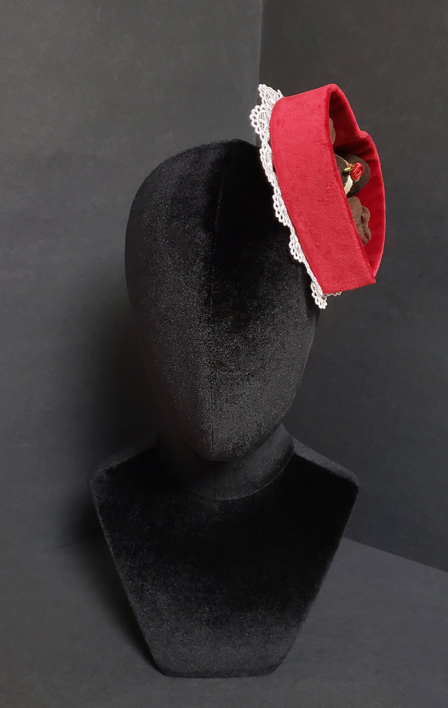 Red Velvet Valentine's Day Chocolate Candy Heart Box Hat or Desk Decor ~ Made to Order
