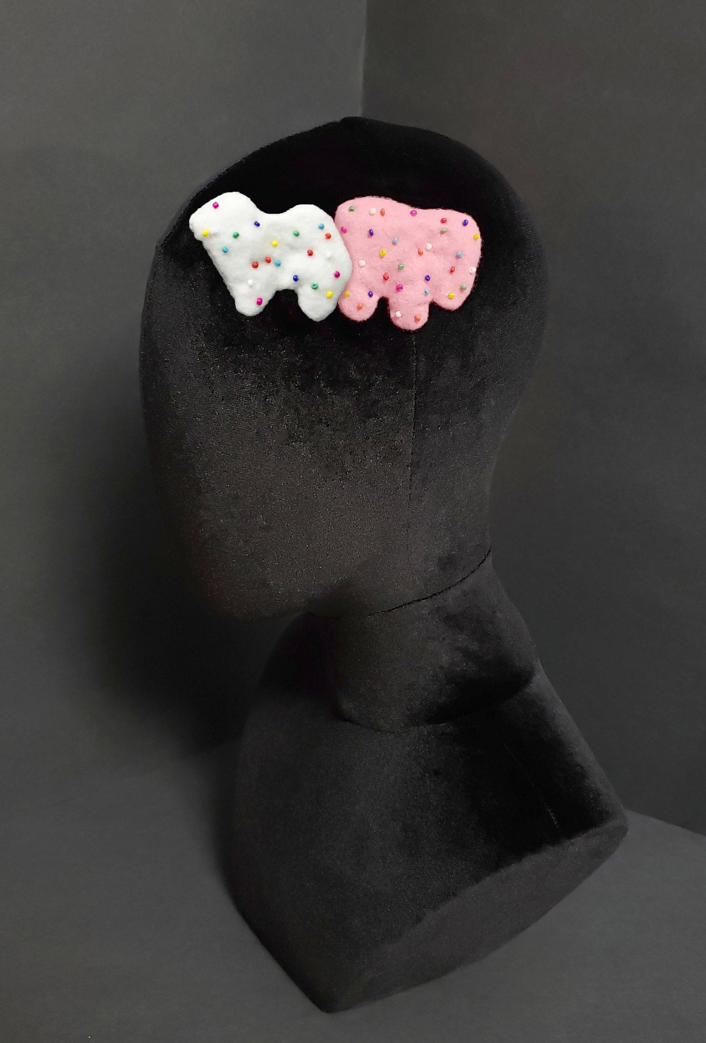 Sweet Pink and White Frosted Circus Animal Cookies Hair Clips or Pins ~ Made to Order