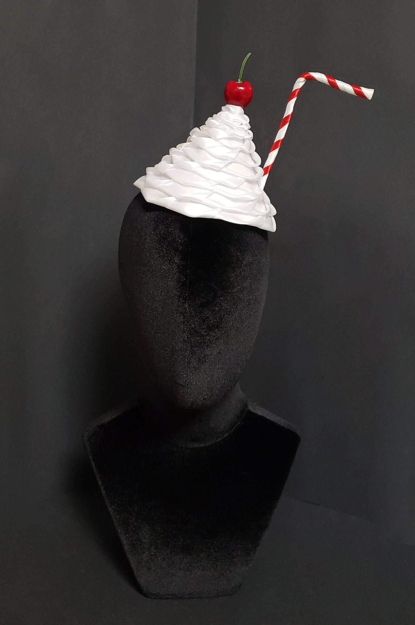 Sweet Whipped Cream Diner Milkshake Hat ~ Cherry, Strawberry, or Chocolate ~ 5 Straw Colors ~ Made to Order