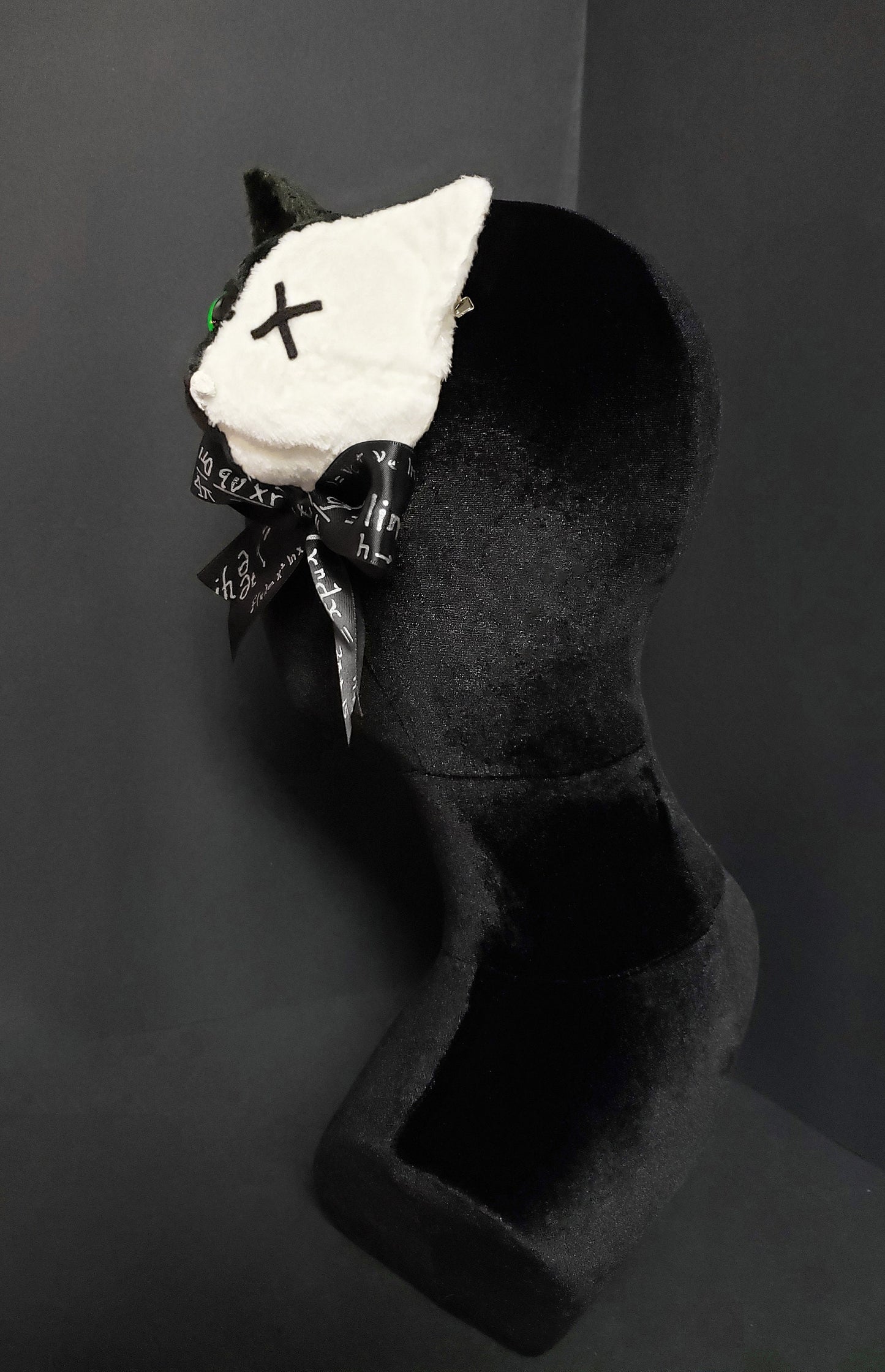 Black and White Schrödinger's Cat Fascinator ~ 9+ Eye Colors Available! ~ Made to Order