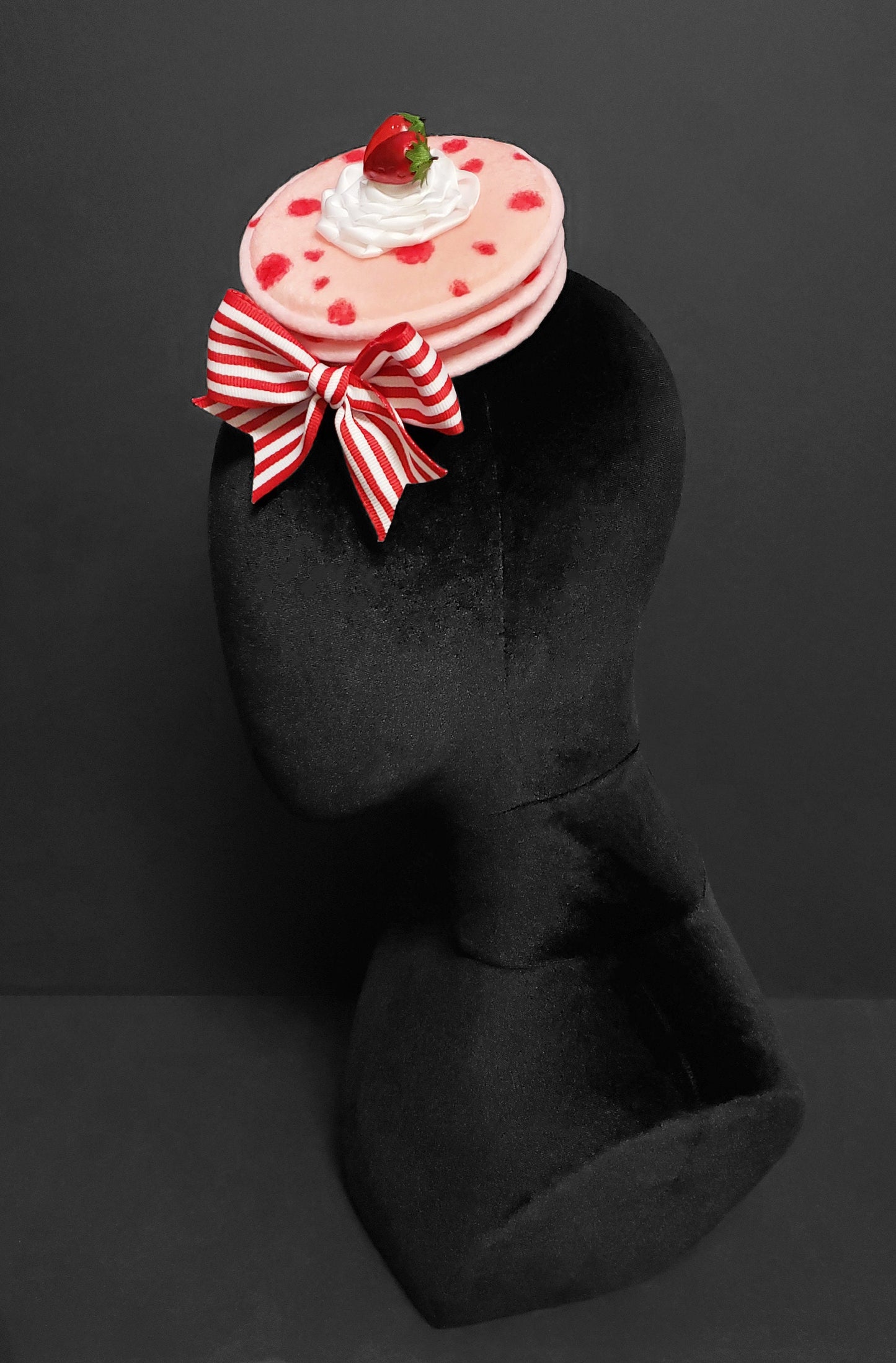 Sweet Pink Strawberry Pancakes and Whipped Cream Fascinator or Desk Decor ~ Made to Order