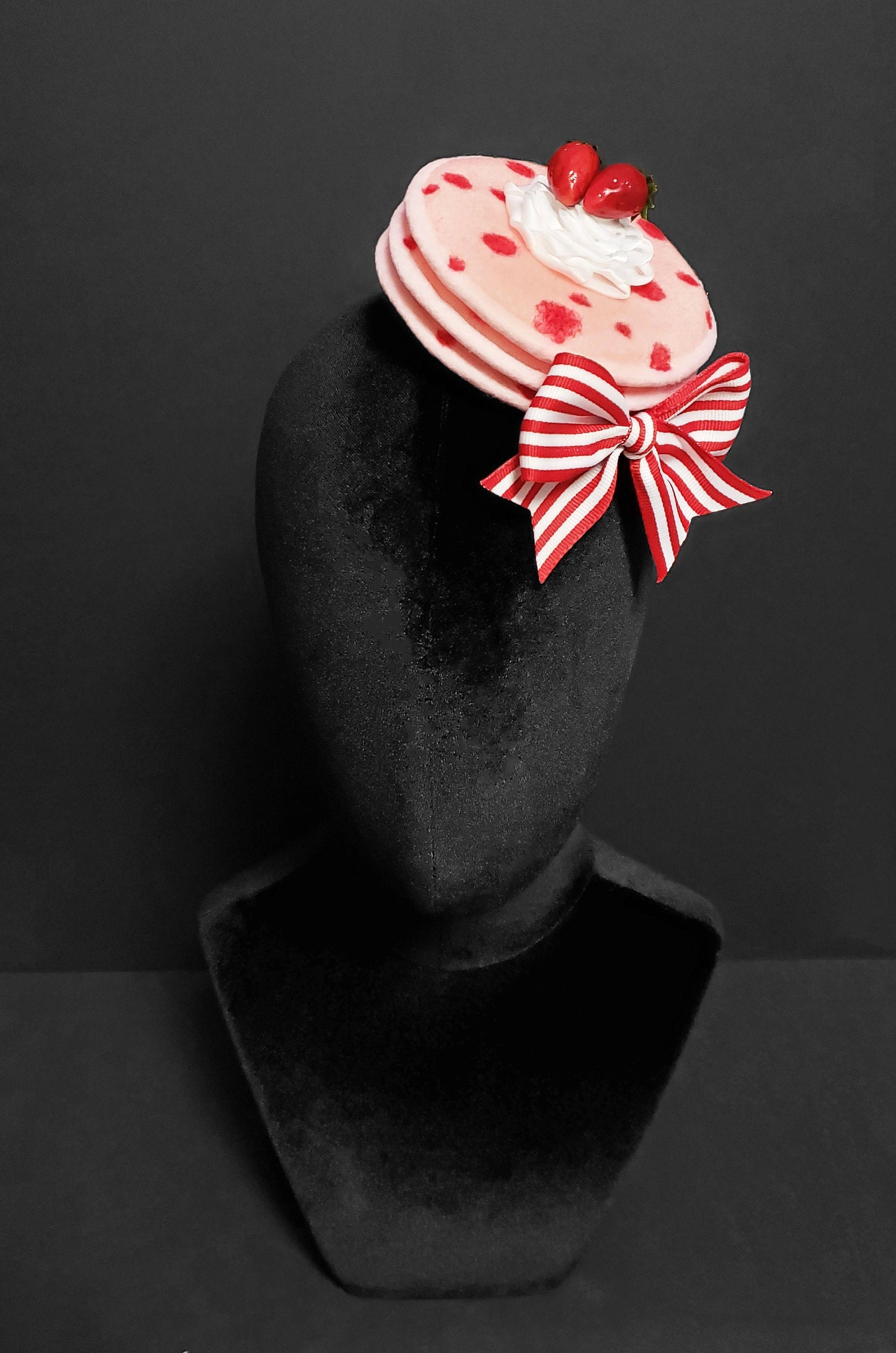 Sweet Pink Strawberry Pancakes and Whipped Cream Fascinator or Desk Decor ~ Made to Order