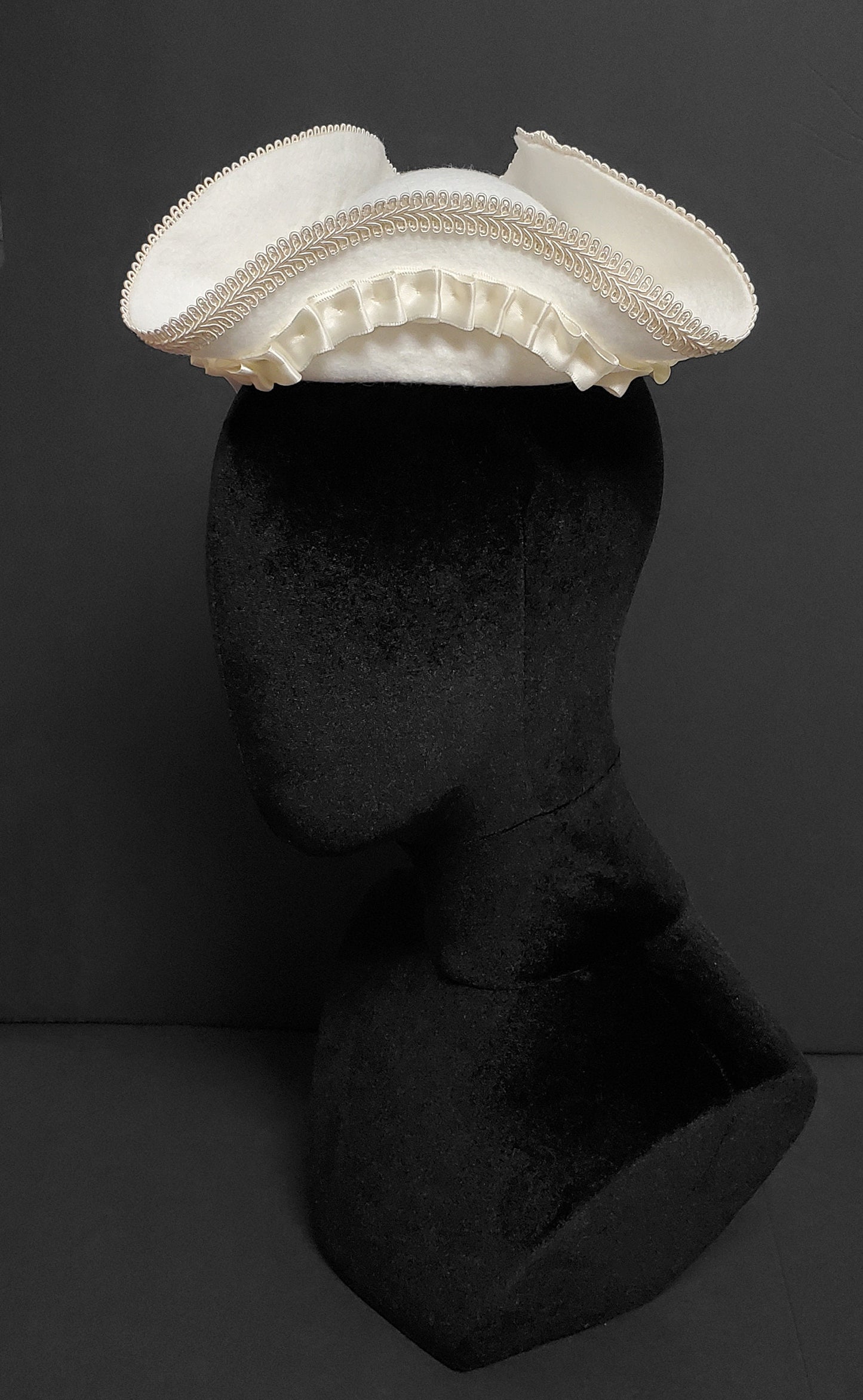 Beautiful White and Ivory Wedding Mini Tricorn Pirate Hat ~ Made to Order