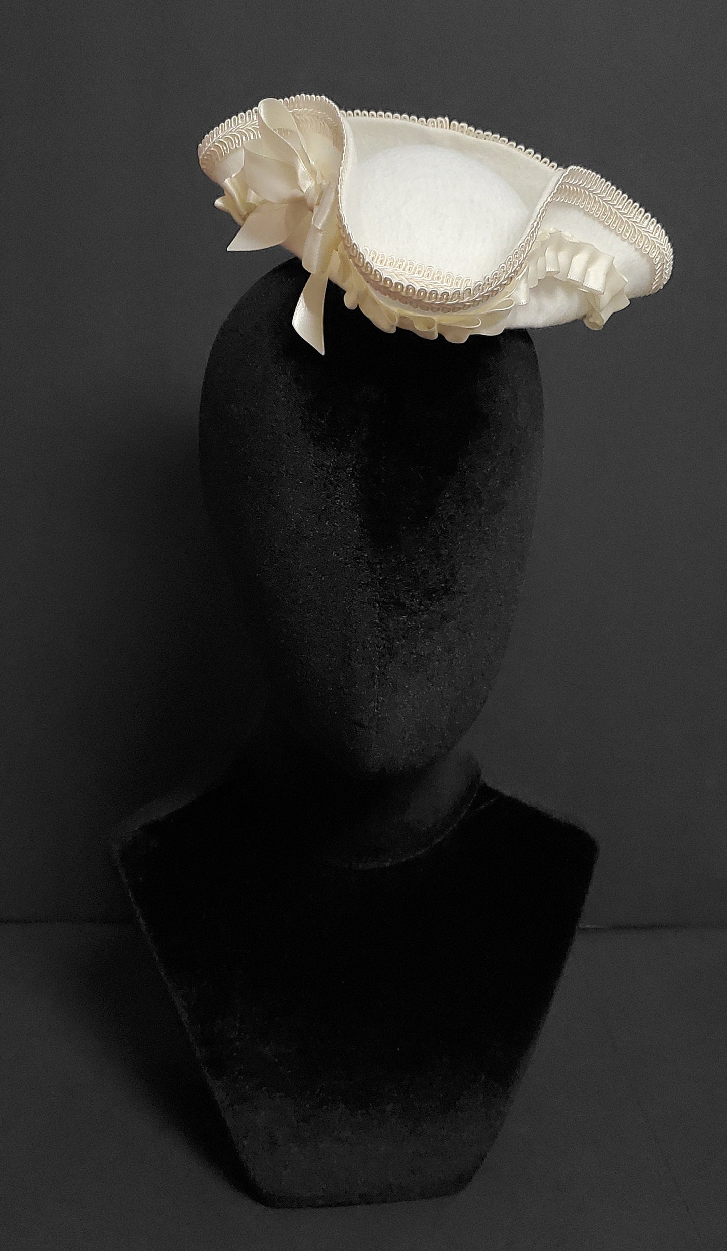 Beautiful White and Ivory Wedding Mini Tricorn Pirate Hat ~ Made to Order