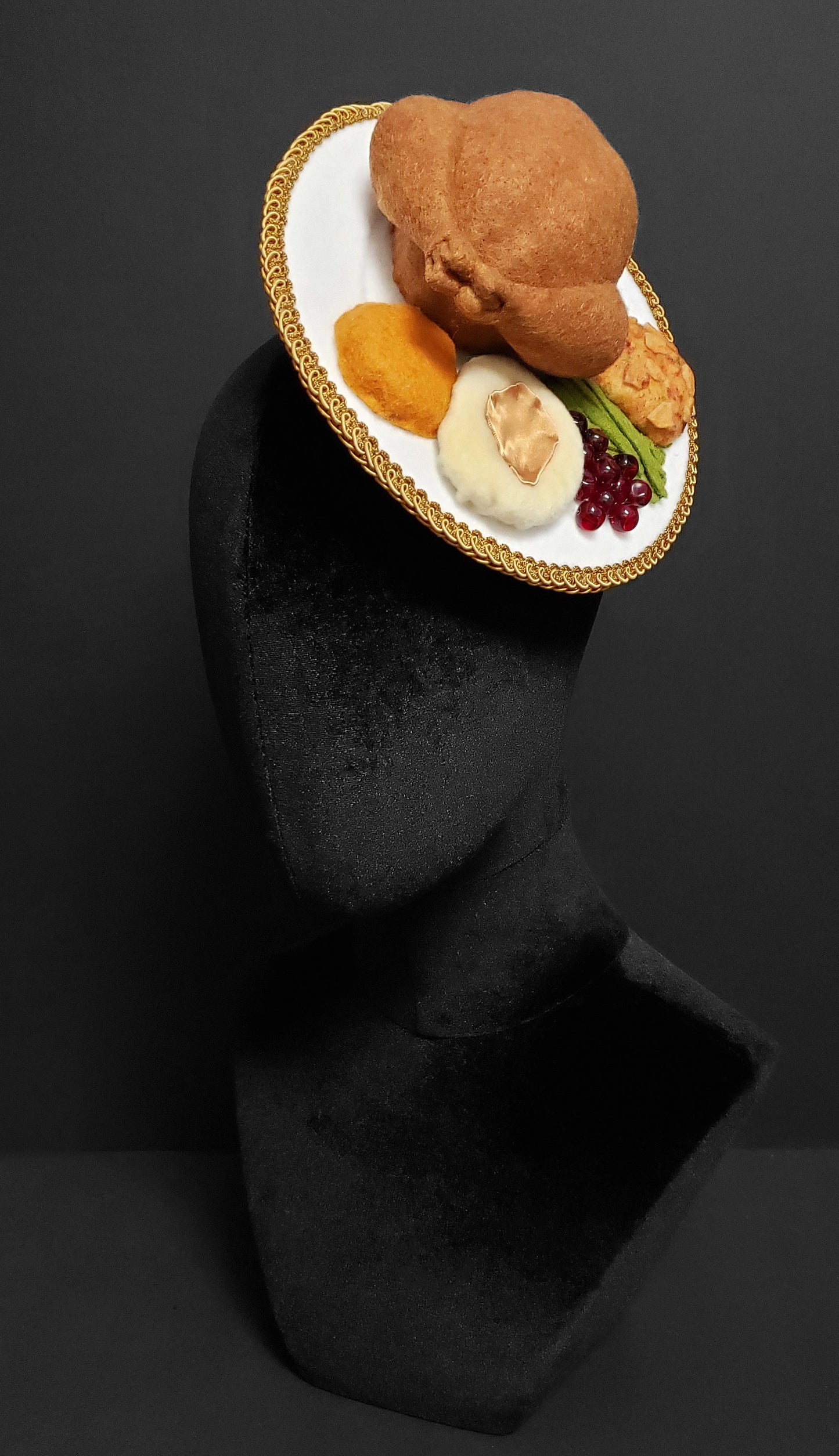Delicious Thanksgiving Dinner Plate Fascinator Hat or Desk Decor ~ Made to Order