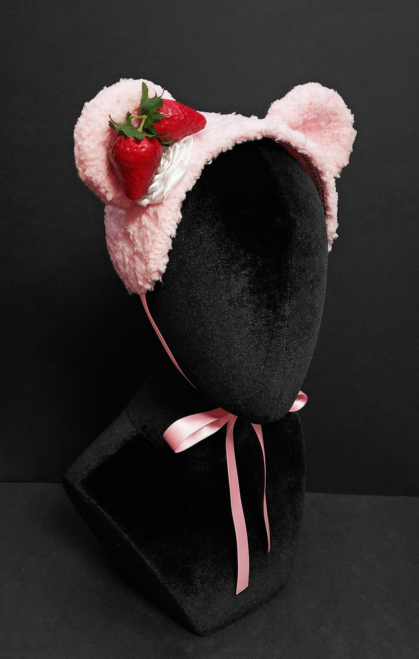 Sweet Pink Strawberry Ice Cream Bear Headdress ~ Made to Order