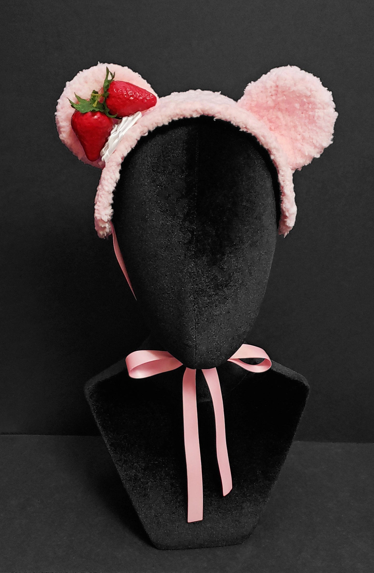 Sweet Pink Strawberry Ice Cream Bear Headdress ~ Made to Order