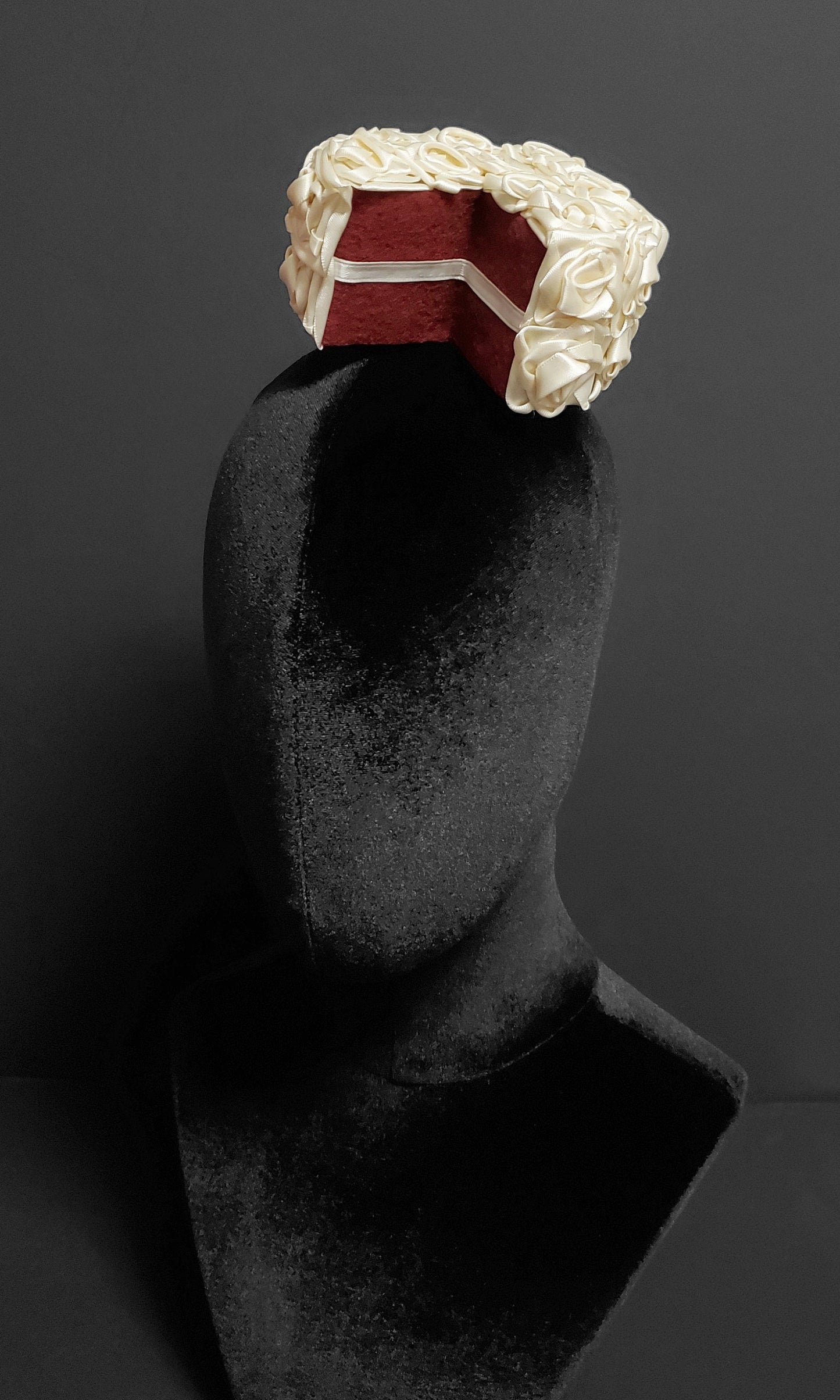 Sweet Satin Frosted Red Velvet Cake Fascinator or Desk Decor ~ Made to Order