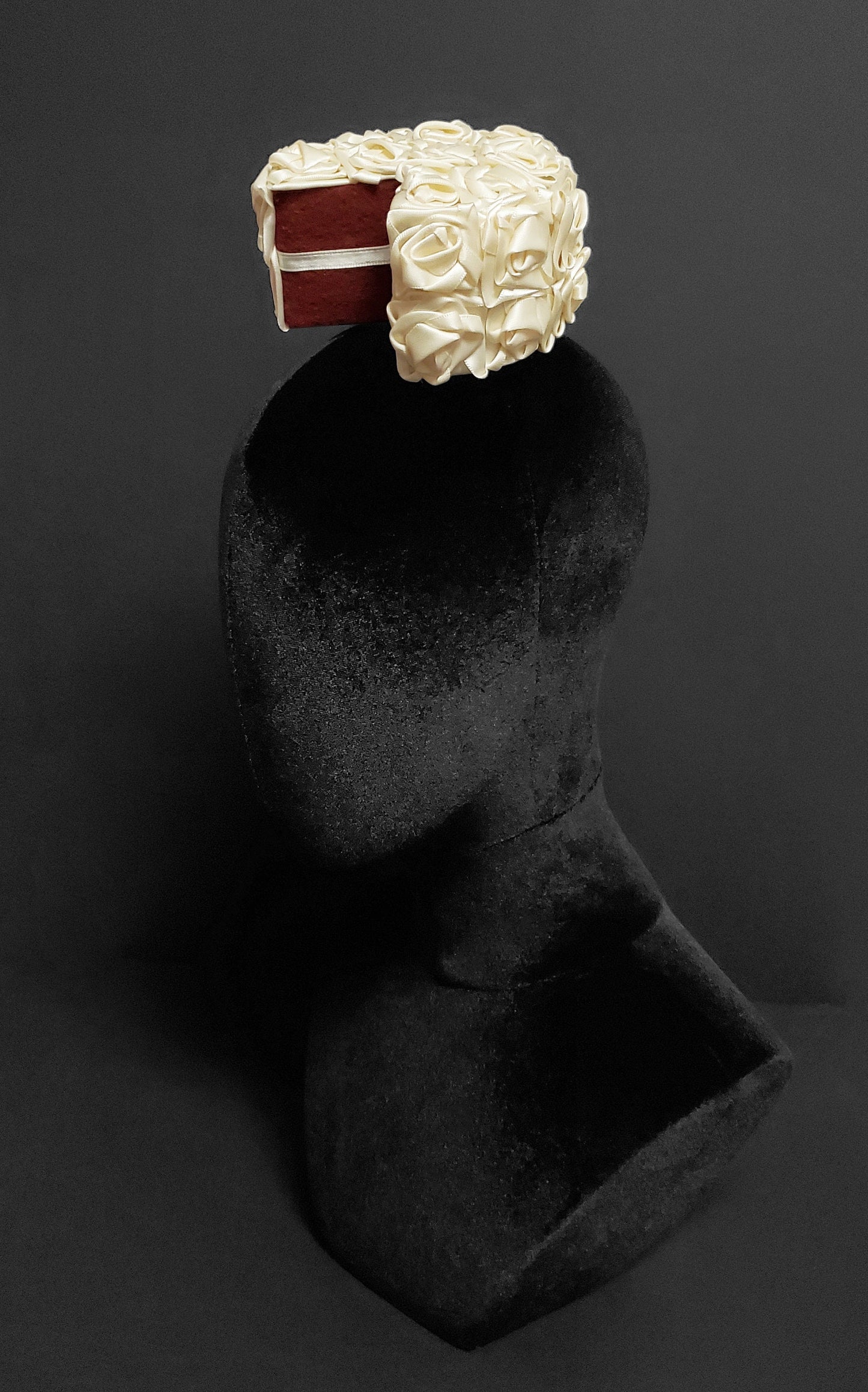 Sweet Satin Frosted Red Velvet Cake Fascinator or Desk Decor ~ Made to Order