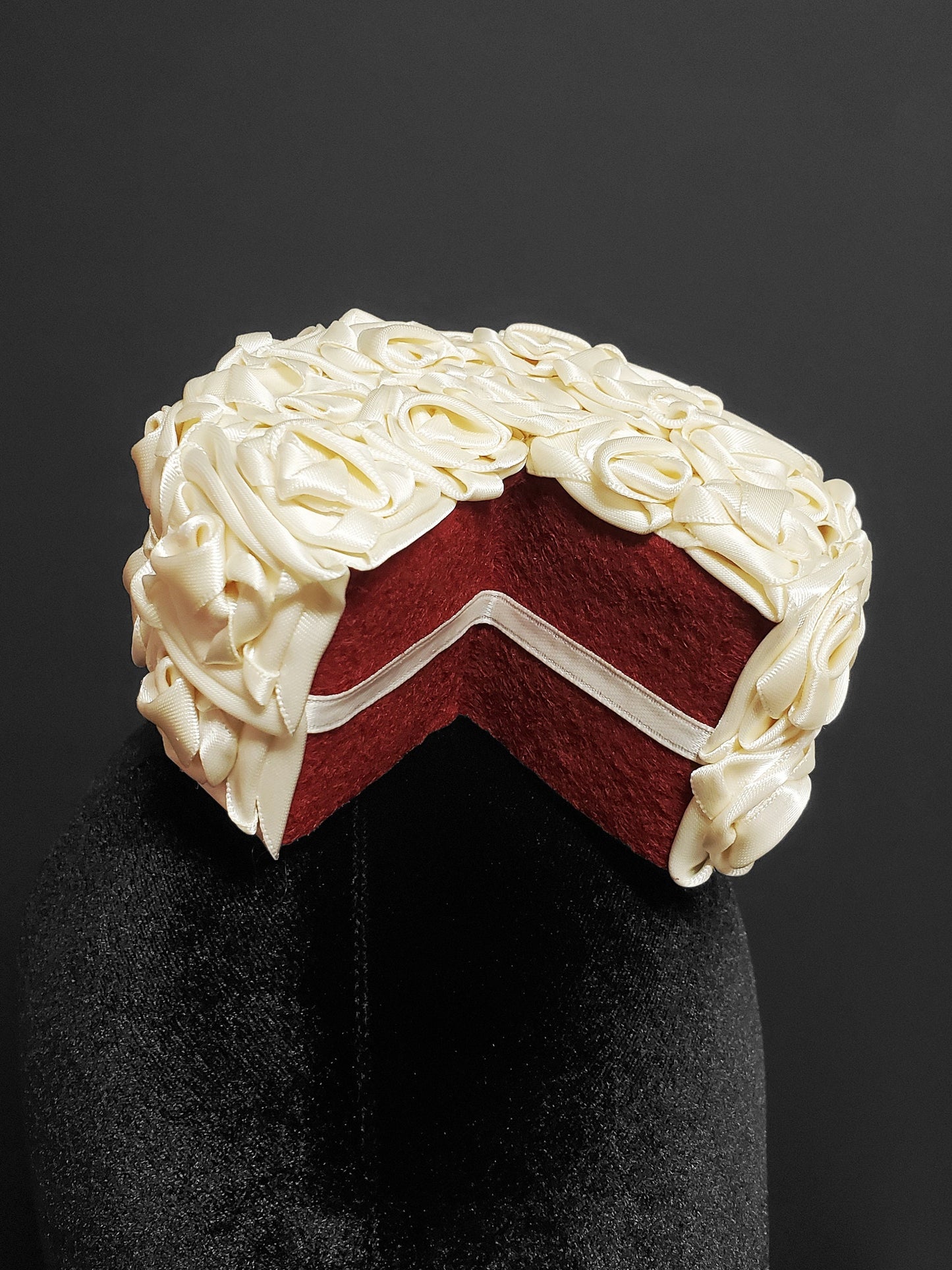 Sweet Satin Frosted Red Velvet Cake Fascinator or Desk Decor ~ Made to Order