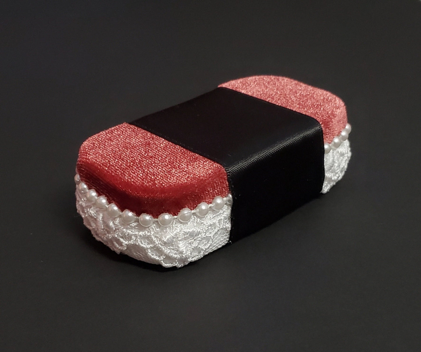 Elegant Velvet and Lace Spam Musubi Hair Clip or Desk Decor ~ Made to Order