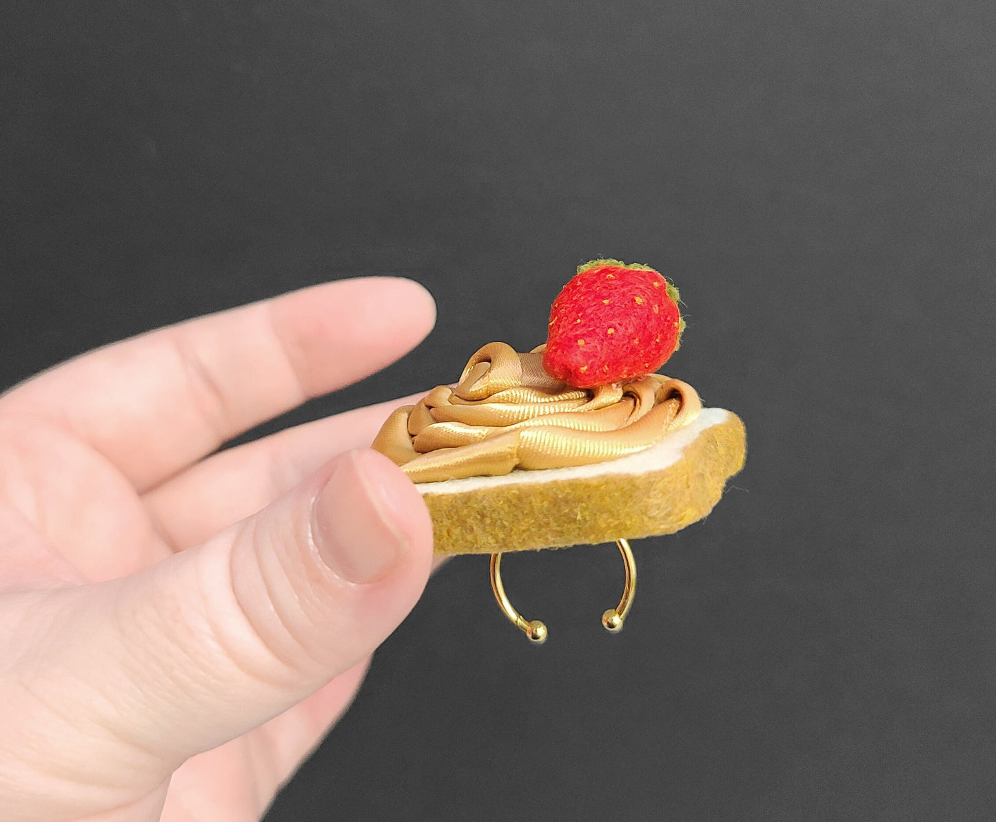 Delicious Peanut Butter and Strawberry Jelly Ring, Hair Clip, Or Pin ~ Made to Order