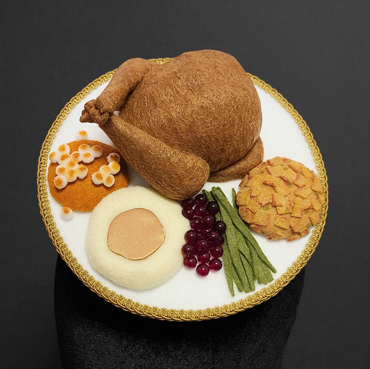 Delicious Thanksgiving Dinner Plate Fascinator Hat or Desk Decor ~ Made to Order
