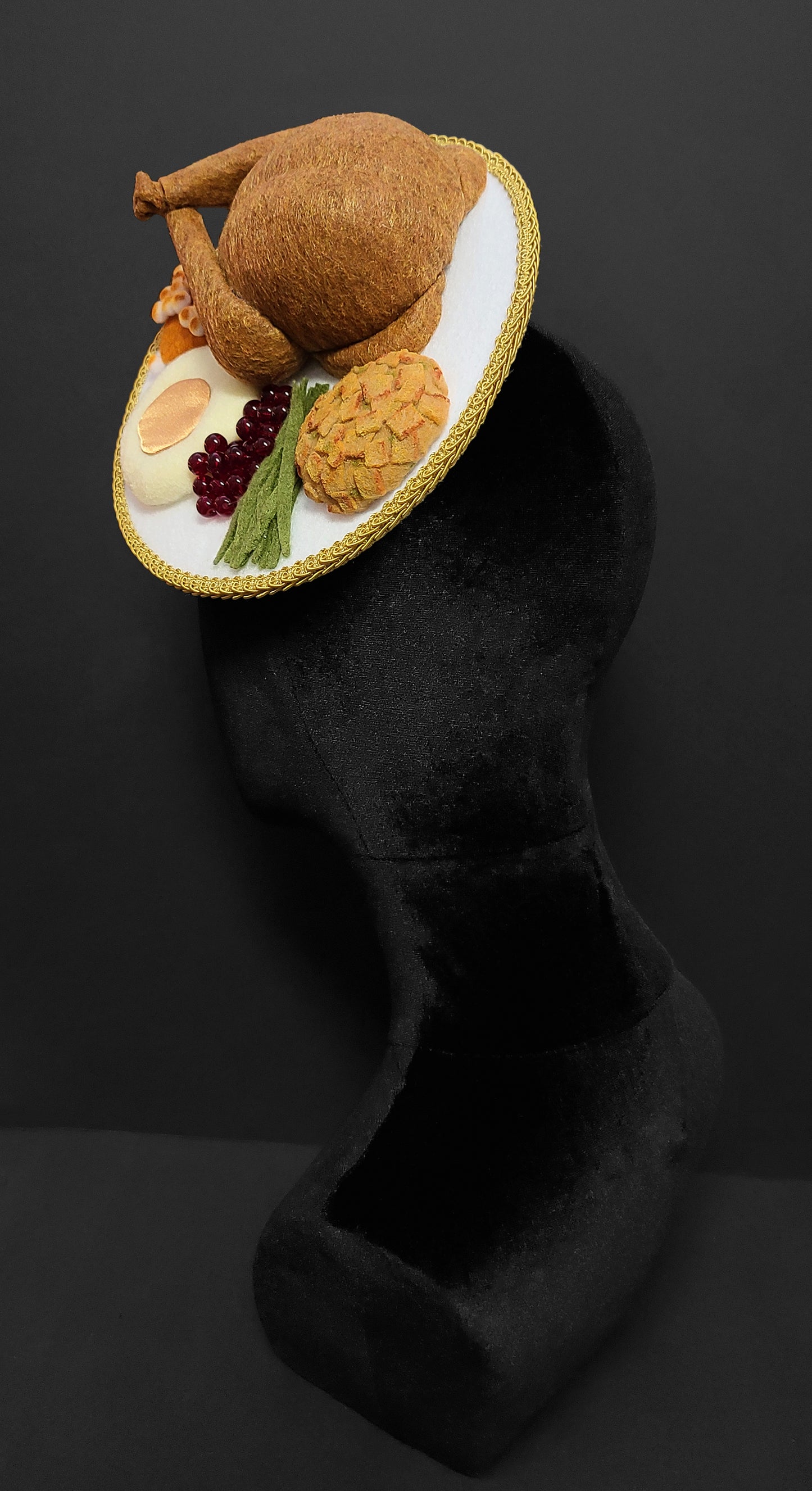 Delicious Thanksgiving Dinner Plate Fascinator Hat or Desk Decor ~ Made to Order
