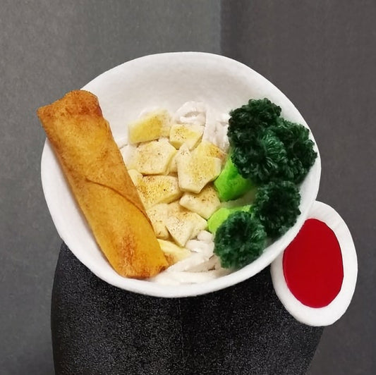 Stir Fry Chicken Noodle Bowl Fascinator or Desk Decor ~ Made to Order