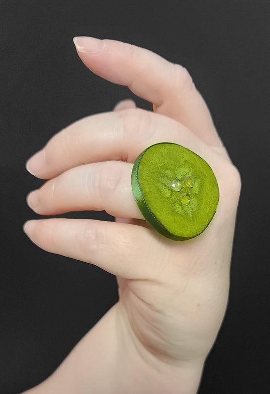 Dill Pickle Slice Jeweled Ring ~ Made to Order