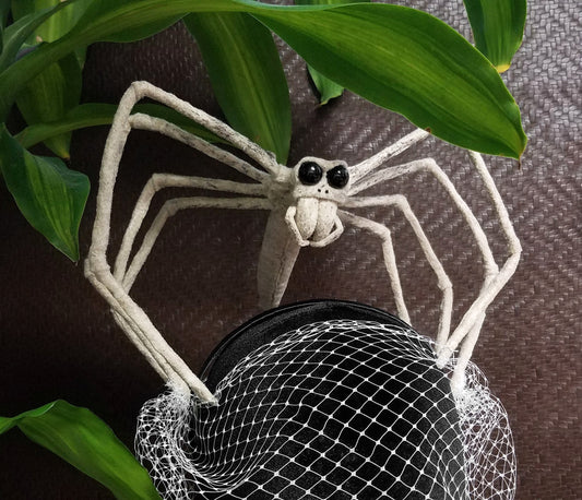Caught ~ Ogre-Faced Net-casting Spider Veiled Headband Fascinator or Desk Decor ~ Made to Order