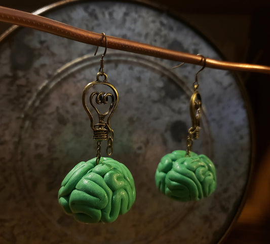 Bright Idea Zombie Bronze or Antique Silver Lightbulb Earrings ~ Made to Order
