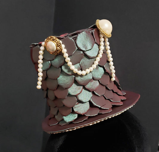 Mermaid Steampunk Pearlescent Scales and Pearls Fairytale Top Hat ~ One of a Kind