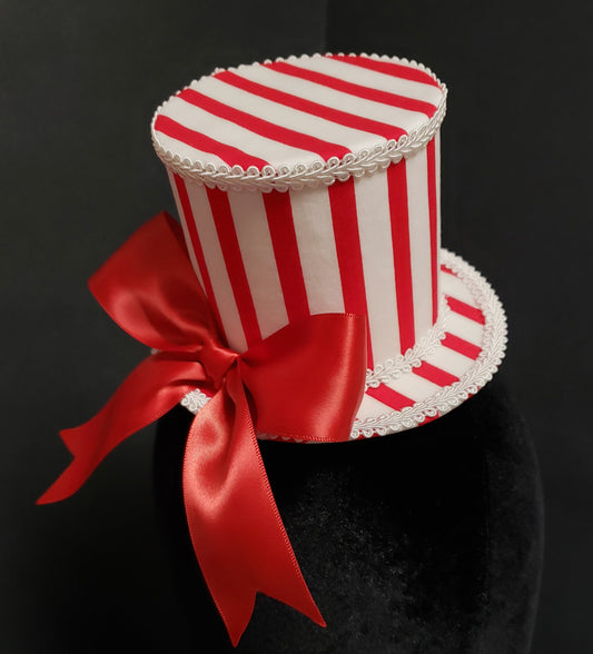 Red and White Striped Boardwalk Carnival and County Fair Mini Top Hat ~ Made to Order