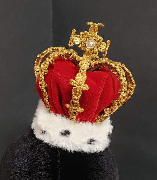 Classic Velvet and Spotted Faux Fur Royal Mini Queen Crown ~ In Gold or Silver ~ Available in 8 Velvet Colors!