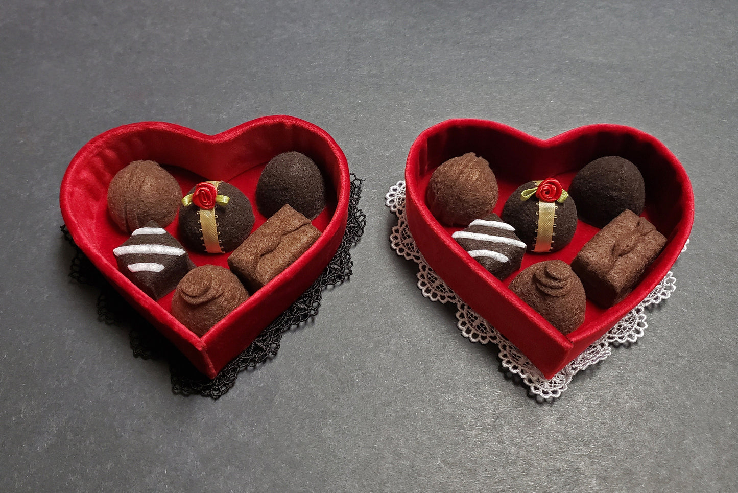 Red Velvet Valentine's Day Chocolate Candy Heart Box Hat or Desk Decor ~ Made to Order