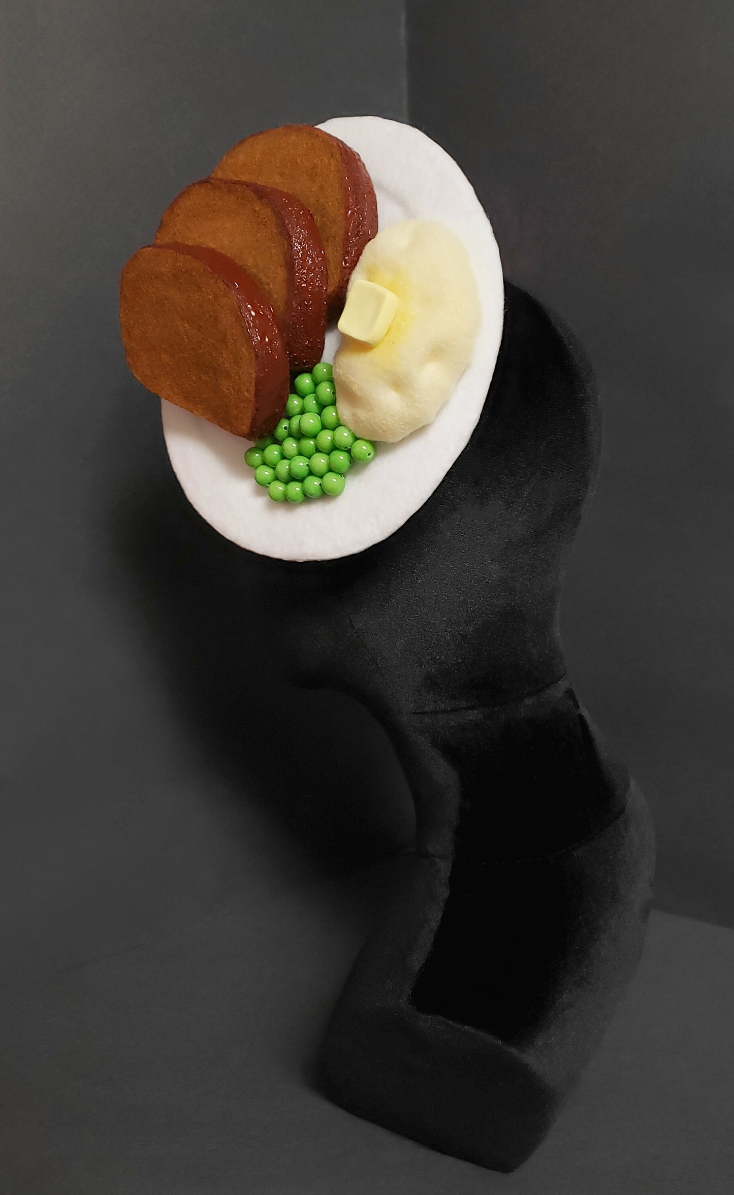 Home Cooked Meatloaf and Mashed Potatoes Dinner Fascinator Hat or Desk Deco ~ Made to Order
