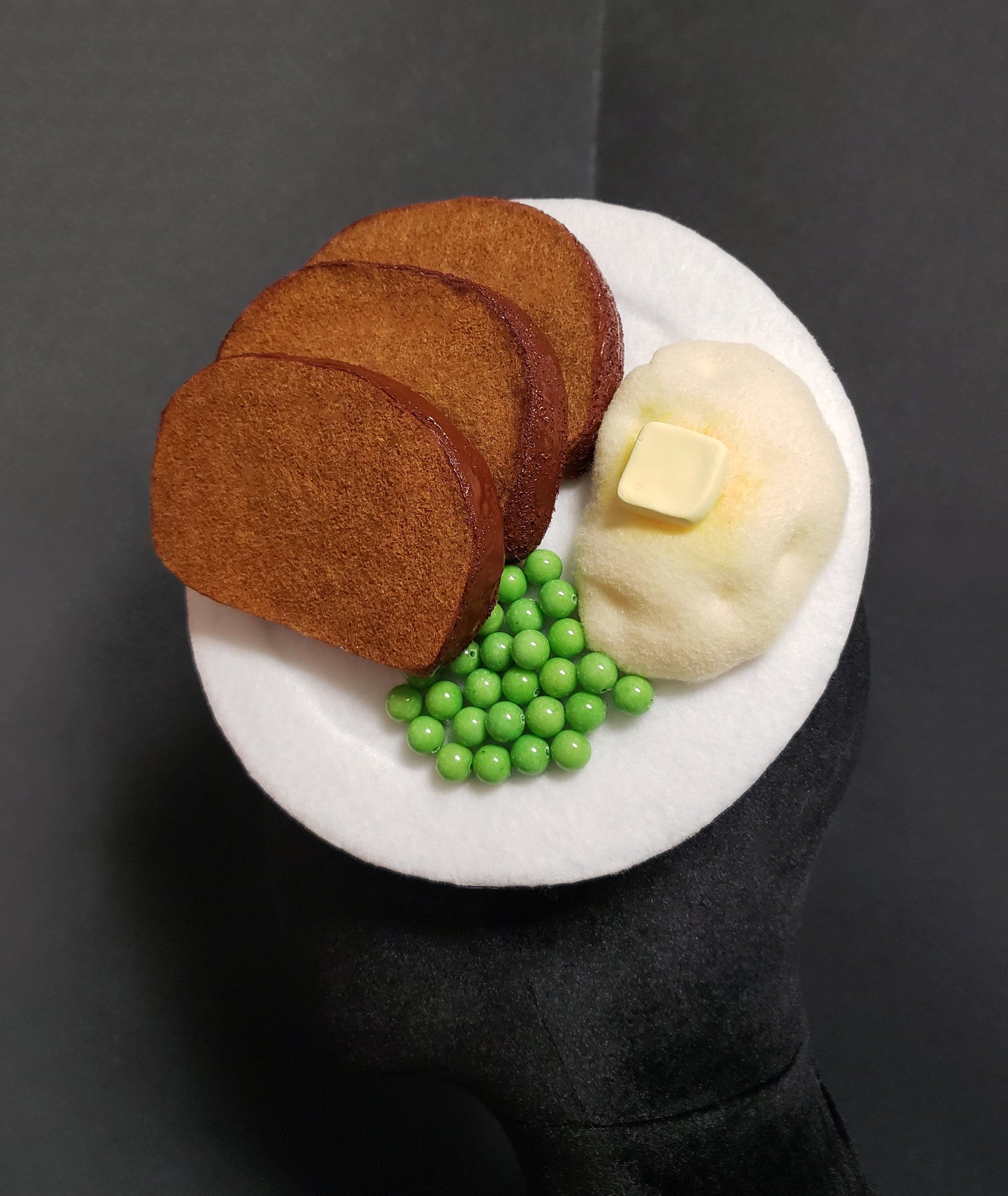 Home Cooked Meatloaf and Mashed Potatoes Dinner Fascinator Hat or Desk Deco ~ Made to Order