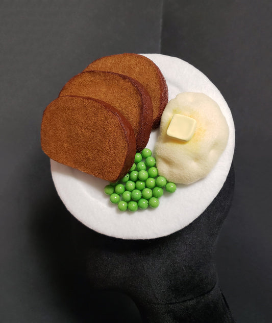 Home Cooked Meatloaf and Mashed Potatoes Dinner Fascinator Hat or Desk Deco ~ Made to Order