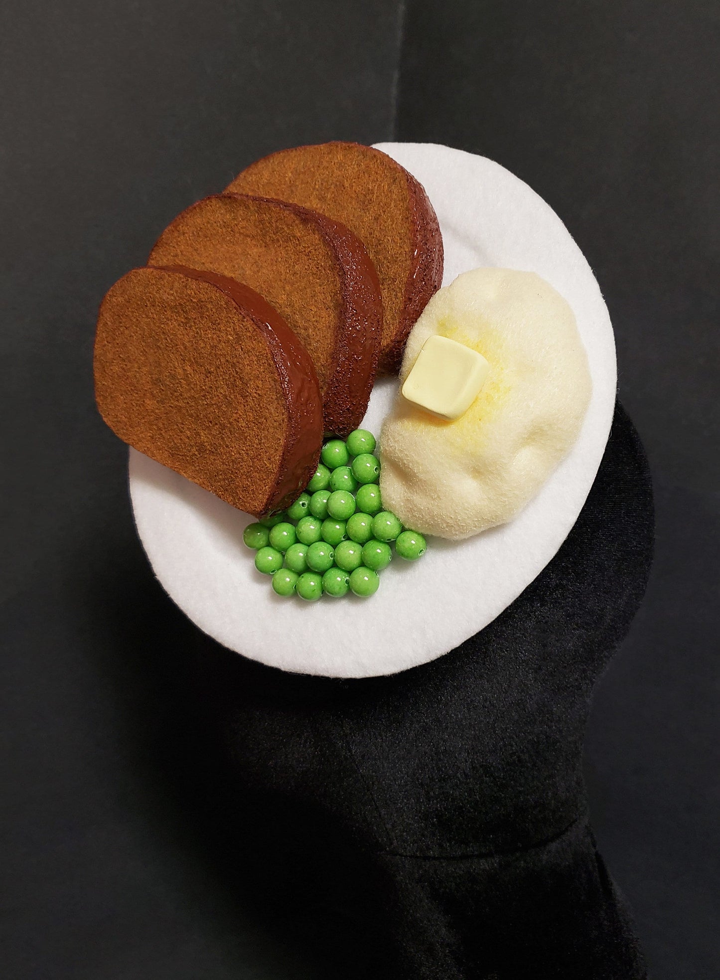 Home Cooked Meatloaf and Mashed Potatoes Dinner Fascinator Hat or Desk Deco ~ Made to Order