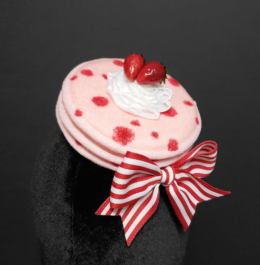 Sweet Pink Strawberry Pancakes and Whipped Cream Fascinator or Desk Decor ~ Made to Order
