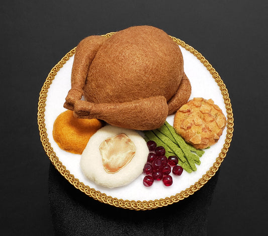 Delicious Thanksgiving Dinner Plate Fascinator Hat or Desk Decor ~ Made to Order