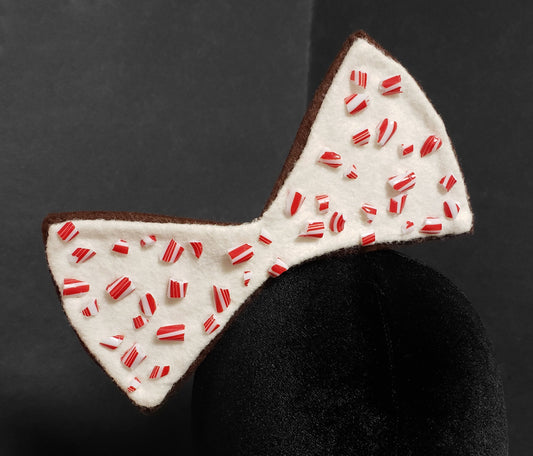 Sweet Chocolate Peppermint Bark Christmas Bow Headband ~ Made to Order