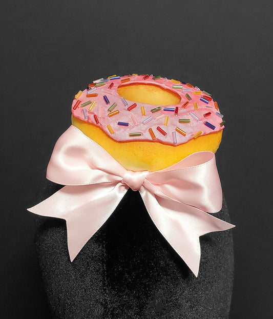 Sweet Frosting and Spinkles Donut Hair Clip or Desk Decor in Strawberry, Chocolate, or Vanilla ~ 8+ Bow Colors Available! ~ Made to Order