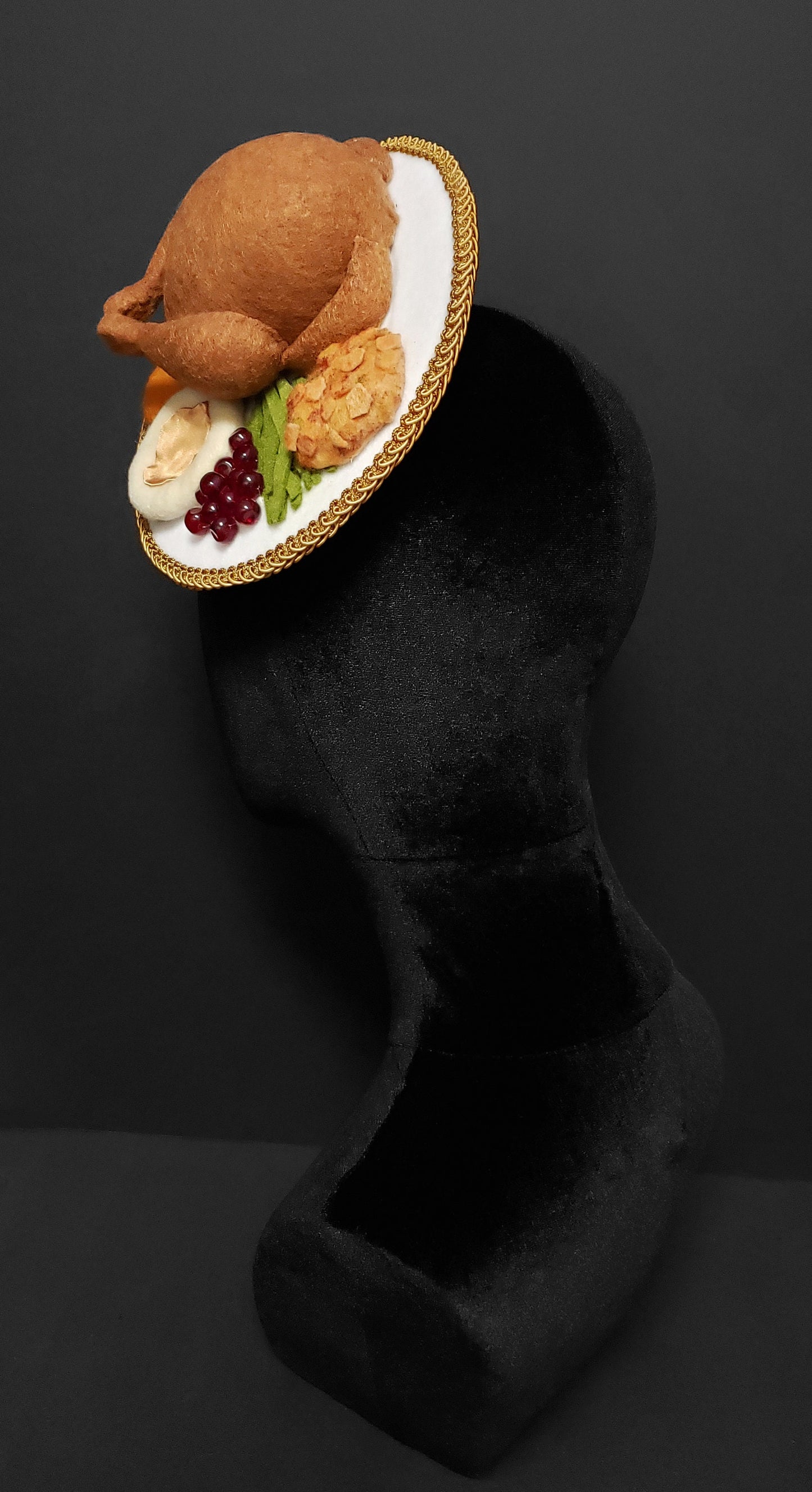 Delicious Thanksgiving Dinner Plate Fascinator Hat or Desk Decor ~ Made to Order